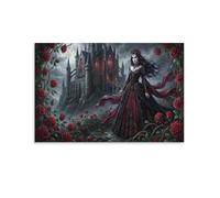 ASDFGHJKLZA Reina Gótica Castillo Cuadros Lienzos Decorativos Rosas Rojas Arte Oscuro Decoracion Pared Salon 20x30inch(50x75cm)