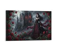 ASDFGHJKLZA Reina Gótica Impresion En Lienzo Decoracion Pared Salon Castillo Oscuro Rosas Cuadros Lienzos Decorativos 08x12inch(20x30cm)