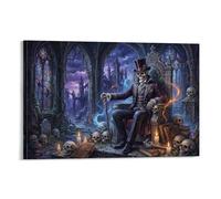 ASDFGHJKLZA Rey Esqueleto Gotico Cuadros Lienzos Decorativos Decoracion Pared Salon Fantasia Oscura Arte De Pared 16x24inch(40x60cm)