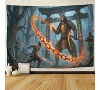ASDFGHJKLZA Samurái Guerrero Tapiz de Pared Impreso en 3D Espíritu Guardián Decoración de Arte de Pared Dormitorio Salón Hogar 130cmx150cm