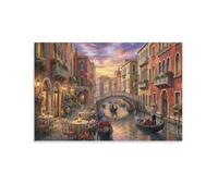 ASDFGHJKLZA Venecia Canal Atardecer Cuadros Lienzos Decorativos Paisaje Urbano Romantico Decoracion Pared Salon 16x24inch(40x60cm)