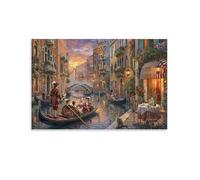 ASDFGHJKLZA Venecia Canal Gondola Cuadros Lienzos Decorativos Paisaje Urbano Italiano Romantico Decoracion Pared Salon 20x30inch(50x75cm)