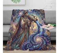 ASDFGHJKLZA Zodiaco de Acuario Colcha Manta Impresión 3D Bohemia Franela Suave Cálida Peluche Sofá Cama Niños Adultos Regalo Transpirable Todas Estaciones 70x80inch(180x200cm)