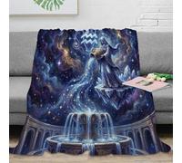 ASDFGHJKLZA Zodiaco de Acuario Manta Colcha Impresión 3D Celestial Franela Suave Calentita Peluche Sofá Cama Niños Adultos Regalo Transpirable Todo El Año 70x80inch(180x200cm)