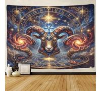 ASDFGHJKLZA Zodiaco de Aries Decoración De Arte De Pared Impresión 3D Tapiz Colgante De Pared Místico Tapices Decoración Del Hogar Cortina Salón Residencia 100cmx150cm