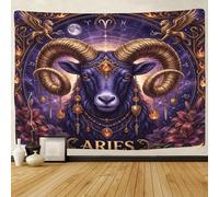 ASDFGHJKLZA Zodiaco de Aries Impresión 3D Colgante De Pared Tapiz Para Dormitorio Carnero Místico Tapices Decoración Del Hogar Cortina Salón Residencia 70cmx100cm