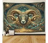 ASDFGHJKLZA Zodiaco de Aries Impresión 3D Decoración De Arte De Pared Tapiz Para Dormitorio Constelación Tapices Decoración Del Hogar Cortina Salón Residencia 130cmx150cm