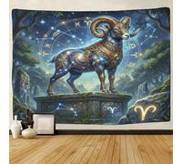 ASDFGHJKLZA Zodiaco de Aries Impresión 3D Tapiz De Pared Colgante De Pared Constelación Tapices Decoración Del Hogar Cortina Salón Residencia 130cmx150cm