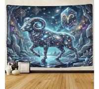 ASDFGHJKLZA Zodiaco de Aries Impresión 3D Tapiz Para Dormitorio Colgante De Pared Cristal Onírico Tapices Decoración Del Hogar Cortina Residencia Salón 150cmx200cm