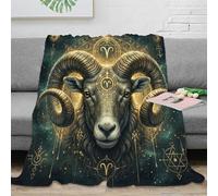ASDFGHJKLZA Zodiaco de Aries Manta Colcha Impresión 3D Constelación Franela Suave Cálida Calentita Peluche Cama Sofá Niñas Adultos Regalo Transpirable Confort 70x80inch(180x200cm)