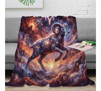 ASDFGHJKLZA Zodiaco de Aries Manta Colcha Impresión 3D Galaxia Roja Franela Suave Calentita Peluche Sofá Cama Niñas Adultos Regalo Transpirable Cálida 70x80inch(180x200cm)