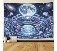 ASDFGHJKLZA Zodiaco de Cáncer Decoración De Arte De Pared Impresión 3D Tapiz Para Dormitorio Galaxia Estrellada Tapices Póster Cortina Salón Residencia 130cmx150cm