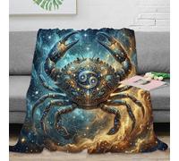 ASDFGHJKLZA Zodiaco de Cáncer Manta Colcha Franela Celestial Impresión 3D Suave Calentita Peluche Sofá Cama Niñas Adultos Regalo Transpirable Cálida Suave 70x80inch(180x200cm)