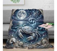 ASDFGHJKLZA Zodiaco de Cáncer Peluche Impresión 3D Fantasía Franela Manta Colcha Suave Cálida Cálida Cama Sofá Niñas Adultos Regalo Transpirable Dulce 70x80inch(180x200cm)