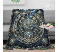 ASDFGHJKLZA Zodiaco de Cáncer Suave Impresión 3D Constelación Franela Manta Colcha Suave Cálida Peluche Cama Sofá Niños Adultos Regalo Transpirable 70x80inch(180x200cm)