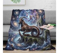 ASDFGHJKLZA Zodiaco de Capricornio Manta Colcha Impresión 3D Celestial Franela Suave Calentita Peluche Sofá Cama Niños Adultos Regalo Transpirable Todo El Año 70x80inch(180x200cm)