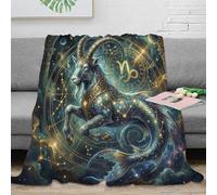 ASDFGHJKLZA Zodiaco de Capricornio Manta Colcha Impresión 3D Constelación Franela Suave Calentita Cálida Sofá Cama Peluche Niños Adultos Regalo Transpirable Dulce 70x80inch(180x200cm)