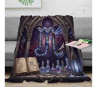 ASDFGHJKLZA Zodiaco de Escorpio Manta Colcha Impresión 3D Gótico Misterioso Franela Suave Calentita Peluche Cama Sofá Niñas Adultos Regalo Transpirable Cálida 70x80inch(180x200cm)
