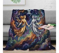 ASDFGHJKLZA Zodiaco de Géminis Manta Colcha Franela Nebulosa Impresión 3D Suave Calentita Peluche Cama Sofá Niños Adultos Regalo Transpirable Todo El Año 70x80inch(180x200cm)