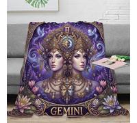 ASDFGHJKLZA Zodiaco de Géminis Suave Impresión 3D De ensueño Franela Manta Colcha Suave Cálida Peluche Sofá Cama Niños Adultos Regalo Transpirable 70x80inch(180x200cm)