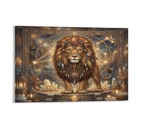 ASDFGHJKLZA Zodiaco de Leo Cuadro En Lienzo Arte De Pared León Bohemio Moderno HD Lienzo Decorativo Para Salón, Dormitorio, Comedor, Casa Decoracion, Regalo 08x12inch(20x30cm)