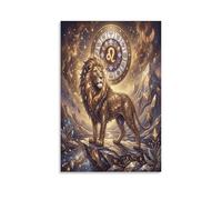 ASDFGHJKLZA Zodiaco de Leo Cuadro En Lienzo Arte De Pared León de Fantasía Moderno HD Lienzo Decorativo Para Dormitorio, Salón, Comedor, Pasillo Decoracion, Regalo 08x12inch(20x30cm)
