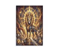 ASDFGHJKLZA Zodiaco de Leo Cuadro En Lienzo Arte De Pared León Dorado Moderno HD Lienzo Decorativo Para Salón, Dormitorio, Oficina, Comedor Decoracion, Regalo 08x12inch(20x30cm)