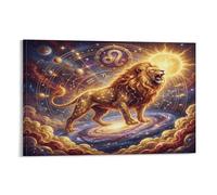 ASDFGHJKLZA Zodiaco de Leo Cuadro En Lienzo Moderno HD Arte De Pared Celestial Lienzo Decorativo Para Salón, Dormitorio, Oficina, Pasillo Decoracion, Regalo 12x18inch(30x45cm)
