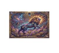 ASDFGHJKLZA Zodiaco de Leo Cuadro En Lienzo Moderno HD Arte De Pared León de Ensueño Lienzo Decorativo Para Salón, Dormitorio, Oficina, Pasillo Decoracion, Regalo 12x18inch(30x45cm)
