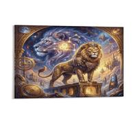 ASDFGHJKLZA Zodiaco de Leo Cuadro En Lienzo Moderno HD Arte De Pared León de Fantasía Póster Decorativo Para Salón, Dormitorio, Pasillo, Comedor Decoracion, Regalo 12x18inch(30x45cm)