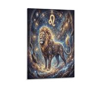 ASDFGHJKLZA Zodiaco de Leo Cuadro En Lienzo Moderno HD Galaxia Estrellada Lienzo Decorativo Para Salón, Dormitorio, Pasillo, Cocina Decoracion Pared, Regalo 08x12inch(20x30cm)