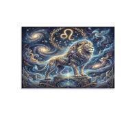 ASDFGHJKLZA Zodiaco de Leo Cuadro En Lienzo Moderno HD Galaxia Estrellada Lienzo Decorativo Para Salón, Dormitorio, Pasillo, Oficina Decoracion Pared, Regalo 08x12inch(20x30cm)