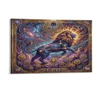 ASDFGHJKLZA Zodiaco de Leo Cuadro En Lienzo Moderno HD León de Ensueño Lienzo Decorativo Para Salón, Dormitorio, Comedor, Casa Decoracion Pared, Regalo 12x18inch(30x45cm)