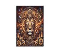 ASDFGHJKLZA Zodiaco de Leo Cuadro En Lienzo Moderno HD León de Ensueño Lienzo Decorativo Para Salón, Dormitorio, Comedor, Oficina Decoracion Pared, Regalo 08x12inch(20x30cm)