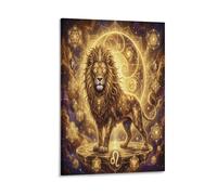 ASDFGHJKLZA Zodiaco de Leo Cuadro En Lienzo Moderno HD León Dorado Lienzo Decorativo Para Salón, Dormitorio, Oficina, Cocina Decoracion Pared, Regalo 08x12inch(20x30cm)