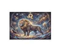 ASDFGHJKLZA Zodiaco de Leo Cuadro En Lienzo Moderno HD Póster Galaxia Estrellada Arte De Pared Para Dormitorio, Salón, Oficina, Comedor Decoracion, Regalo 08x12inch(20x30cm)