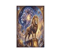 ASDFGHJKLZA Zodiaco de Leo Cuadro En Lienzo Moderno HD Póster León de Fantasía Arte De Pared Para Dormitorio, Salón, Pasillo, Comedor Decoracion, Regalo 08x12inch(20x30cm)
