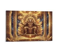ASDFGHJKLZA Zodiaco de Leo Cuadro En Lienzo Moderno HD Póster León Dorado Arte De Pared Para Dormitorio, Salón, Casa, Comedor Decoracion, Regalo 12x18inch(30x45cm)