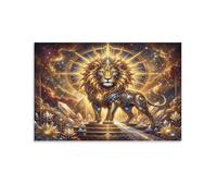 ASDFGHJKLZA Zodiaco de Leo Cuadro En Lienzo Moderno HD Póster León Dorado Arte De Pared Para Salón, Dormitorio, Pasillo, Oficina Decoracion, Regalo 08x12inch(20x30cm)