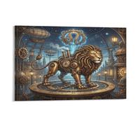 ASDFGHJKLZA Zodiaco de Leo Cuadro En Lienzo Moderno HD Steampunk Póster Arte De Pared Para Dormitorio, Salón, Pasillo, Cocina Decoracion Pared, Regalo 12x18inch(30x45cm)