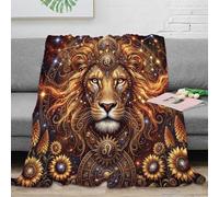ASDFGHJKLZA Zodiaco de Leo Impresión 3D León de Ensueño Franela Peluche Manta Colcha Suave Cálida Cama Sofá Niñas Adultos Regalo Transpirable Dulce 70x80inch(180x200cm)