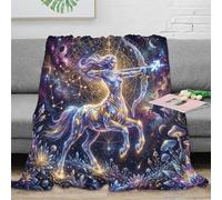 ASDFGHJKLZA Zodiaco de Sagitario Impresión 3D Celestial Franela Manta Colcha Suave Cálida Peluche Cama Sofá Niños Adultos Regalo Transpirable Duradero 70x80inch(180x200cm)