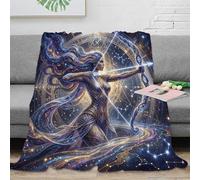ASDFGHJKLZA Zodiaco de Sagitario Manta Colcha Impresión 3D Constelación Franela Suave Cálida Calentita Peluche Cama Sofá Niñas Adultos Regalo Transpirable Confort 70x80inch(180x200cm)