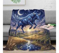 ASDFGHJKLZA Zodiaco de Tauro Cálida Impresión 3D Toro de Fantasía Franela Manta Colcha Suave Cálida Peluche Sofá Cama Niñas Adultos Regalo Transpirable Confort 70x80inch(180x200cm)