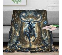 ASDFGHJKLZA Zodiaco de Tauro Impresión 3D Constelación Franela Peluche Manta Colcha Suave Cálida Cama Sofá Niños Adultos Regalo Transpirable Relax 70x80inch(180x200cm)