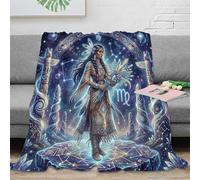ASDFGHJKLZA Zodiaco de Virgo Manta Colcha Franela Indio Impresión 3D Suave Calentita Peluche Sofá Cama Niñas Adultos Regalo Transpirable Cálida Suave 70x80inch(180x200cm)