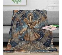 ASDFGHJKLZA Zodiaco de Virgo Suave Impresión 3D Bohemia Franela Manta Colcha Cálida Peluche Cama Sofá Niñas Adultos Regalo Transpirable Moderno 70x80inch(180x200cm)