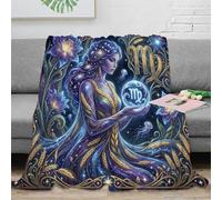 ASDFGHJKLZA Zodiaco de Virgo Suave Impresión 3D De ensueño Franela Manta Colcha Cálida Suave Peluche Sofá Cama Niñas Adultos Regalo Transpirable Confort 70x80inch(180x200cm)