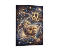 ASDFGHJKLZA Zodíaco Leo Cuadros Lienzos Decorativos Leon Cosmico Impresion En Lienzo Decoracion Pared Salon 16x24inch(40x60cm)