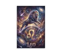 ASDFGHJKLZA Zodíaco Leo León Lienzo Cuadros Lienzos Decorativos Universo Decoracion Pared Salon 16x24inch(40x60cm)